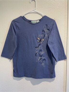 🦋 Shenanigans Embroidered Butterfly 3/4 Sleeve Top M 🦋